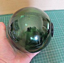 VINTAGE GREEN THICK GLASS FLOAT FISHING WITCHES BALL SALVAGE RAISED PONTIL picture