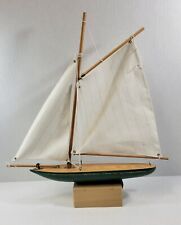 Vintage Pond Yacht, Gaff Rigged, Green Hull, w/Stand picture
