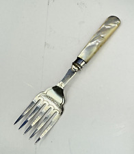 Sardine Fork Fish Mother of Pearl Handle Antique Silver Hallmarked Mounted picture