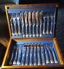  Fish Service With Filagree Knives and Draped Pistol Handles England 1865. picture