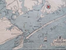 Port O'Connor Texas Palacios Port Lavaca Trout 1940's U.S. cartoon fishing map picture