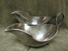 Rare Vintage 1930's Arthur Krupp Berndorf Germany Silver Plate Twin Gravy Boat picture