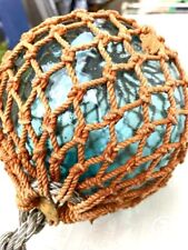 Antique Japanese Glass Balls Fishing Float Buoy Ball Roped Net  Diameter 6inch## picture