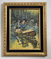 Vintage Original Oil Painting -Fishing, Illustrative Impressionism  Signed 1932 picture