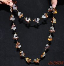 China Hongshan Culture agate carved Feng Shui dragon hook necklace statue picture