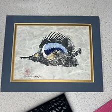 M HEMPEY JAPANESE ORIGINAL WATERCOLOR & ACRYLIC FISH PAINTING ON RICE PAPER  picture
