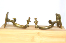 Pair of PERIOD FIREPLACE JAMB HOOK SOLID BRASS Finial Vintage antique picture