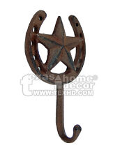 Horseshoe Star Key Hook Towel Hat Coat Hanger Rustic Cast Iron Antique Style  picture