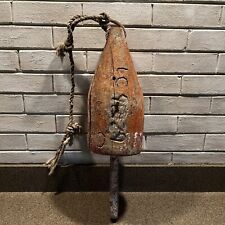 Vintage Wooden  Lobster Fishing Buoy Original Paint Orange White Red Nautical picture