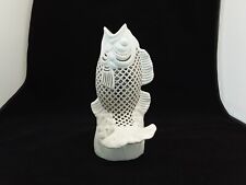 Vintage Reticulated FISH Koi Chinese Blanc de Chine Porcelain Candle/Table Lamp picture