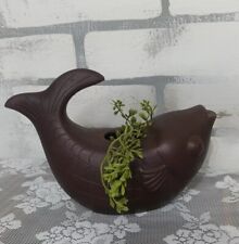 Chinese Yixing Zisha Fish Pottery Terracotta Candle/ Incense Holder Planter Deco picture