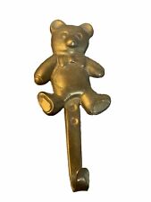 Vintage Brass Teddy Bear Shape Coat Hook Key Hanger Hook Wall Mount 5” picture