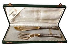 Antique German 800 fine Silver Fish Serving Set - Pair Knife Fork picture