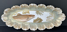 A Lanternier Limoges Fish Platter  24â€� Hand Painted Heavy Gold Gilt c1900 France picture