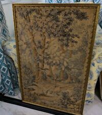 Antique large Gold Framed 19th Century French Tapestry ~ cranes by a stream picture