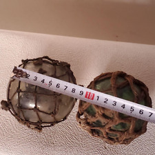 【Excellent+++】Japanese fishing glass floats Old Rope vintage set of 2 showa picture