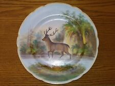 Antique Fischer Mieg F&M Deer Display Plate 1800s Buck Stream Nature Beehive picture