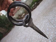 Antique Wrought Iron Strong Tethering Double Ring on Pin Game Hook Old Hardware picture