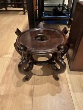 Large Wood Mahogany Plant Stand, Fish Bowl Chinese Pedestal Plant Stand 11 inch picture