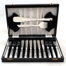 ATHENIAN Design MAPPIN & WEBB Silver Service Cutlery 14 Piece Fish Eaters Set picture