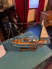 Vintage Sailboat Wooden Model FolkArt 14” long Wood Boat picture