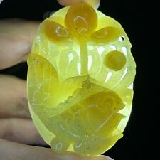 100% Natural chinese Hand-carved Jade Pendant Jadeite Necklace hollow fish 280 picture