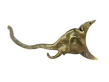 Vintage Elephant Moon Figural Hanger Hook Bracket Swivel Pivot Brass picture