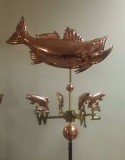 Leaping Salmon copper weathervane,/3d  fish directionals,/ mount,Slight dings picture