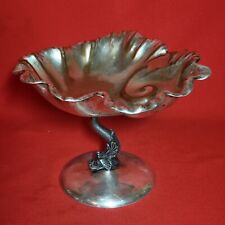 Silverplate Nautilus Bowl Ornate Koi Dolphin Fish Stemmed Foot picture