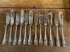 ANTIQUE SILVER PLATE RAT TAIL FISH CUTLERY SET WM HUTTON & SON SHEFFIELD picture
