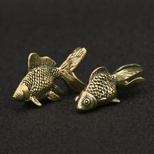 1 Pair Brass Fish Figurines Small Statue Home Ornaments Animal Figurines Gift picture