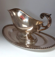 Cresent Silverplate Gravy Boat With Attached Underplate #3158RS picture