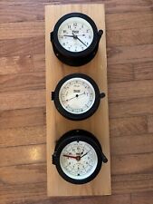 WOW Weems Plath Barometer Clock Tide Time Rain Nautical Boat Set Of 3 Vintage picture
