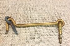 Old 4 1/2” Hook And Eye Vintage Solid Brass Latch Catch Door Shutter Outside Use picture