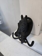 Cast Iron Horse Head Hook Hanger Black Rustic picture
