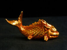 Pair Chinese Bronze W/Gilt Hand Made *Mythical Dragon-Fish* Statues picture