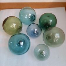 Glass Fishing Float Buoy Ball Vintage Japanese set of 7 diameter 7cm-10cm picture