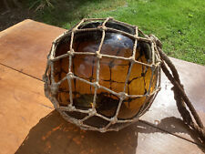 Vintage ~ Glass Fishing Net, Float Ball ~ 8 inch ~ Olive Amber picture