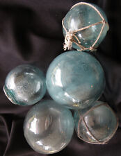 Japanese Glass Floats Lot-5 Sand-GLAZED Mixed Sizes Ocean Fishing Antique USA BZ picture