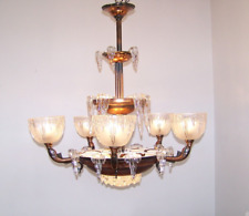 French Henri Petitot Ezan 3 Tier Icicle Chandelier 5 Fish Detail Arms 10 Lights picture