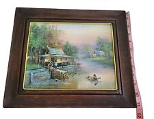 Framed Original Oil Painting Fishing Shack Boat House 11 X 13 picture