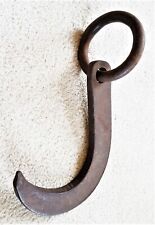 antique HOOK INDUSTRIAL large hand forged FARM HAY MEAT WHALING NAUTICAL picture