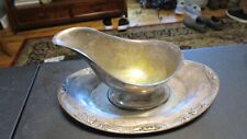 Vintage Silverplate Gravy/Sauce Boat with Attached Plate/Tray. Watson WP 130 picture