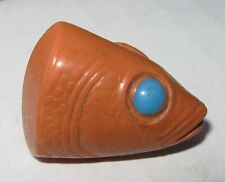 Antique Stud Button Fastener Realistic Fish Head with Blue Glass Eye Welling picture