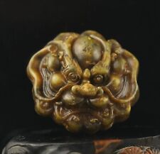Old China natural jade hand-carved statue of dragon loong belt hook #55 picture