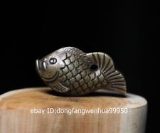 China Pure Bronze Wealth Fish Carp Auspicious Statue Lucky Amulet Pendant D075 picture