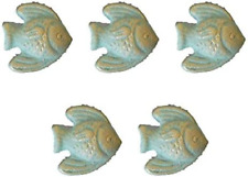 5Pcs Cast Iron Fish Drawer Pull Knobs with Attaching Screws for Nautical Kitchen picture