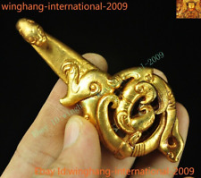 China dynasty Bronze 24k gold Gilt animal Dragon Phoenix statue With hook Hooked picture