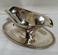 INTERNATIONAL SILVER CASTLETON SILVERPLATE GRAVY BOAT w/ ATTACHED TRAY  #683 picture