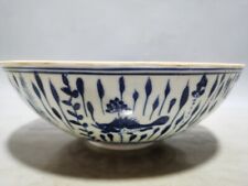 Old Chinese Blue & White porcelain Painted fish algae bowl 6264 picture